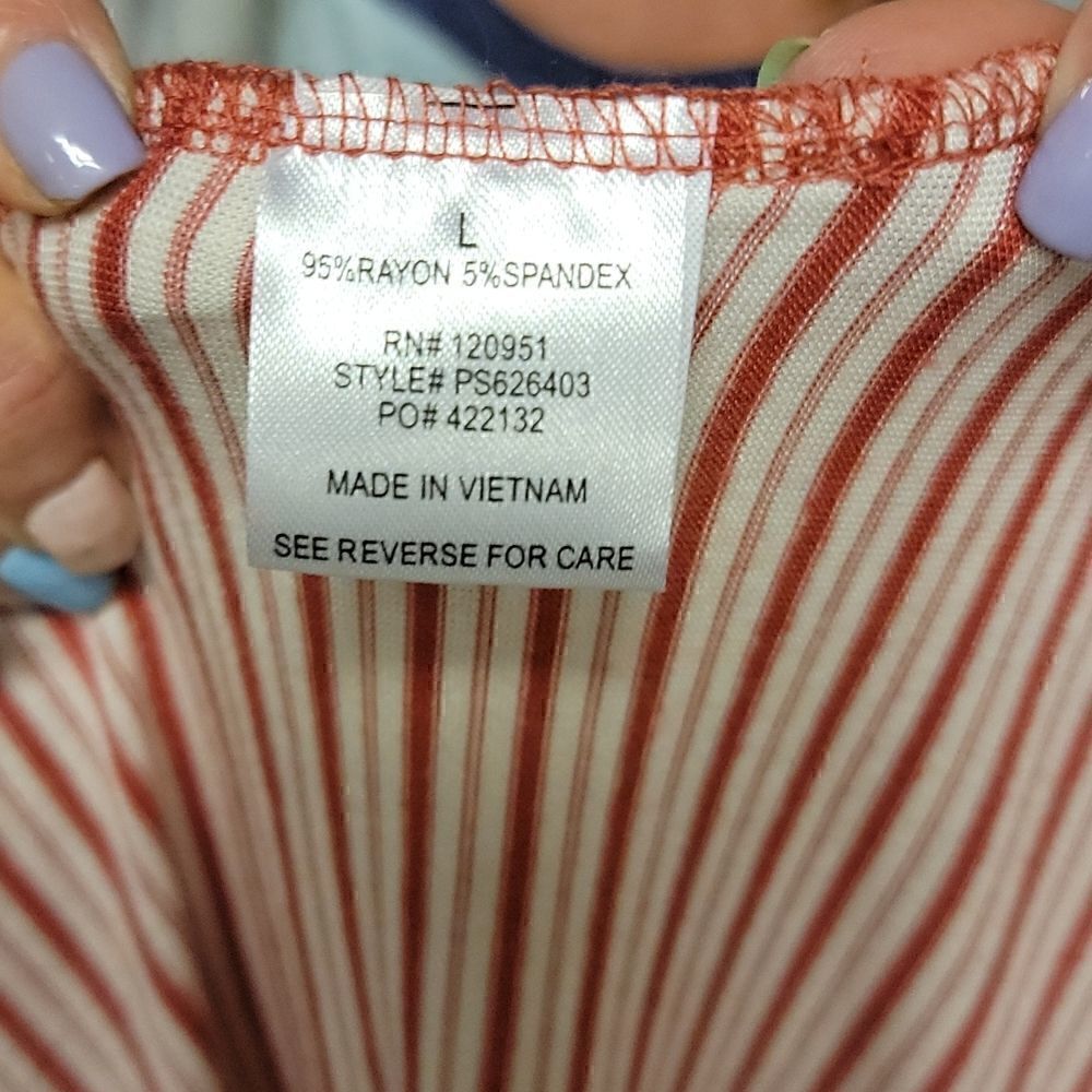 Pink Rose Large Red And White Striped Sleeveless Tank Top - Picture 5 of 8